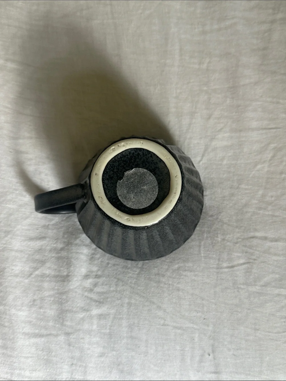 Black Ceramic Ribbed Creamer Pitcher